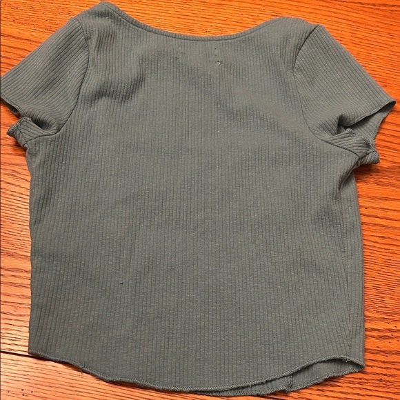 Urban Outfitters Ribbed Square Neck Tee - Dark Green - Picture 3 of 4